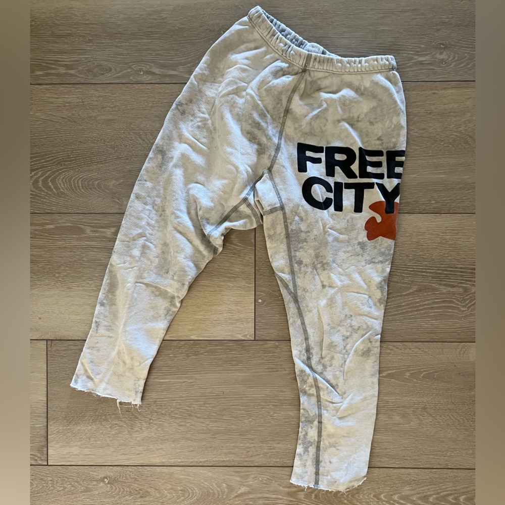 freecity Light Gray Sweatpants with Black and Orange Logo